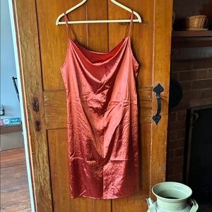 Elegant Satin Rust Slip Dress